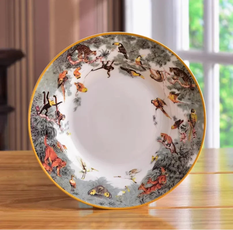 Luxury Blue Ocean Bone China Dishes Plates Western Clubhouse Upscale Heart Of The Sea Ceramic Tableware Decorative Plate