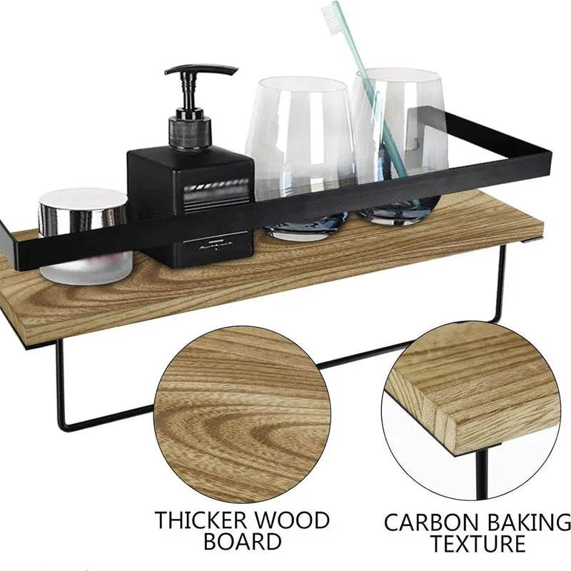 Badezimmerartikel Küche Massivholzbohrung Lagerregal Schwimmende Wandregale Zubehör Organizer Hardwares Hardware Fixture Home