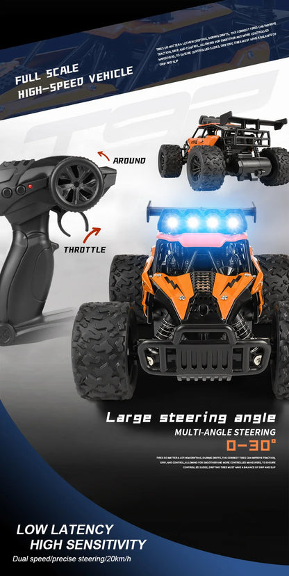 Remote Control Car RC Drift Racing 1:16 Vehicle Off Road Alloy 2.4G Radio High-Speed Trucks With LED Light Climbing Gift Kid Toy.