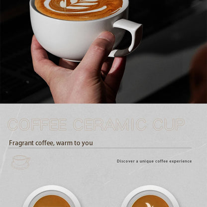 MUVNA Coffee and tea tools Cups 280ml/for Latte,Hot Tea,Cappuccino,Mocha,Cocoa,White/Cup and Saucer Set/Ceramic Latte Coffee Cup.
