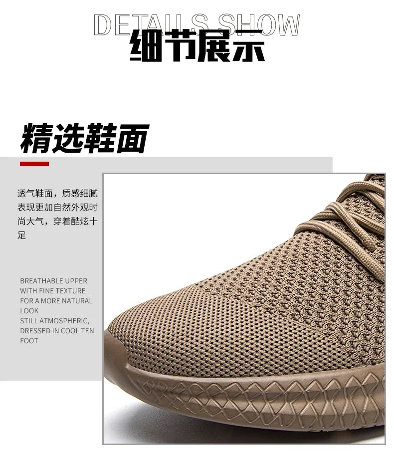 Fujeak Ultralight Running Shoes for Men Casual Breathable Mesh Sneakers Anti-slip Fashion Solid Colour Men's Shoes Plus Size 46.