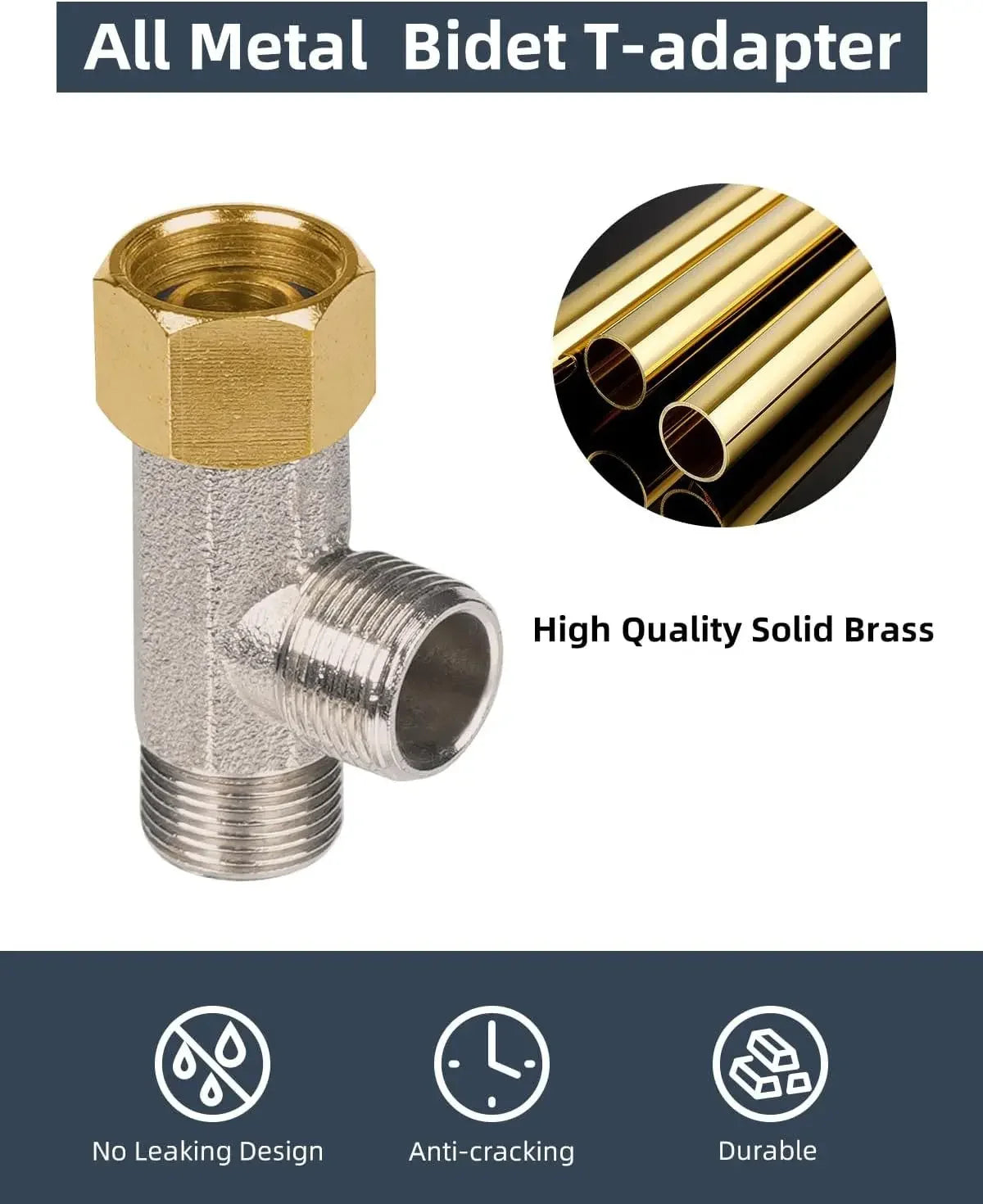 3 Way T Valve Adapter Connector Copper Brass 3/8 1/2 9/16 7/8  for Diverter Bath Toilet Bidet Sprayer Shower Head Water Pipes