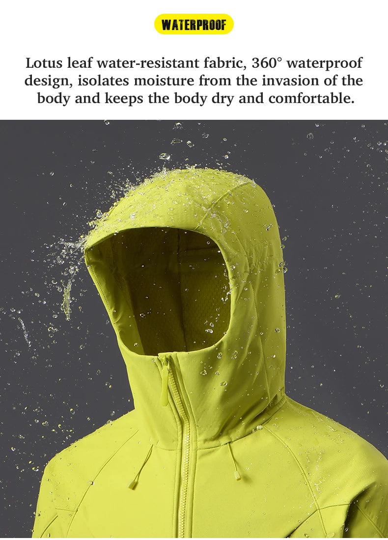 JNLN Men Women Waterproof Soft Shell Jacket Windproof Warm Fleece Rain Coat Unisex Hiking Climbing Trekking Outdoor Windbreaker.