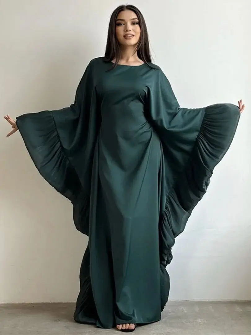 Ramadan Eid Kebaya Muslim Batwing Abaya Damen Dubai Luxury Abayas For Women Kaftan Satin Dress Islam Caftan Marocain Robe Femme