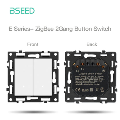 BSEED Zigbee 1/2/3/4Gang Smart Licht Vorhang Shutter Dimmer Schalter Mechanische Tasten EU Steckdosen USBC DIY Teile Kunststoff Rahmen.
