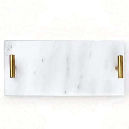 Guest Towel Holder Tray for Bathroom, 100% Natural White Marble Tray - Napkin Storage for-Bathroom, Decorative Vanity Stone Tray.