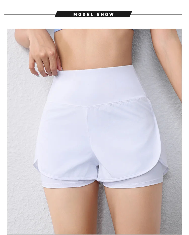 quick-drying women's running shorts sports layer elastic waist active sports shorts with pockets yoga shorts.