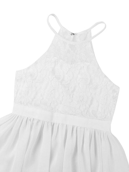 Sommer Mode Blume Mädchen Kleid Hochzeit Geburtstag Party Kinder Lange Kleid Vestido Elegante Halter Neck Floral Spitze Prinzessin Kleid