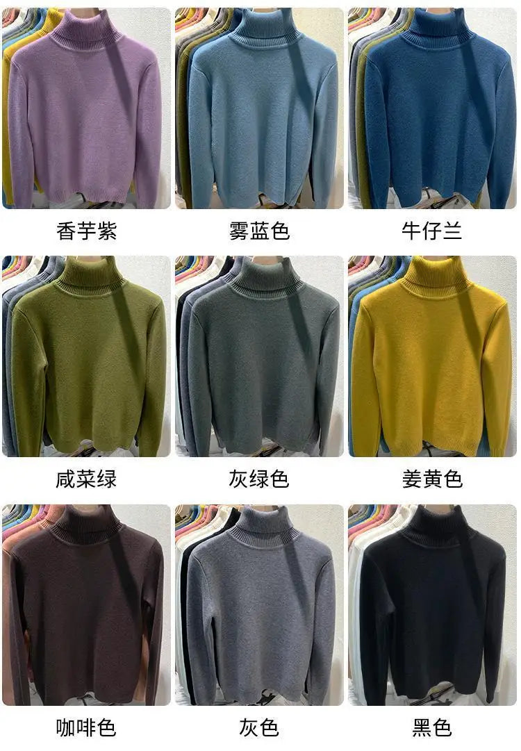 2025 neue Verdicken Hohe Kragen Pullover frauen Pullover Top Winter Warme und Weiche Einfarbig Inneren Tragen Bodenbildung Shirt.