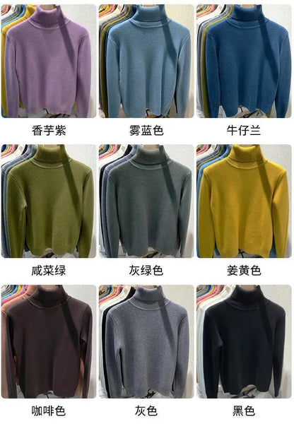 2025 neue Verdicken Hohe Kragen Pullover frauen Pullover Top Winter Warme und Weiche Einfarbig Inneren Tragen Bodenbildung Shirt.