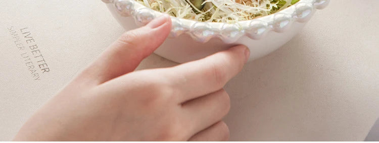 Ceramic Tableware Set Nordic Creative Pearls Beaded Edge Western Food Snack Plate Rice Bowl Soup Bowl Steak Plate Set Kitchen.