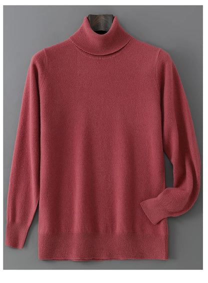 2025 Autumn/Winter High Collar Men's 100% Pure Wool Stylish Youth Loose Knitted Outerwear Flip Collar Casual Base Men's Sweaters