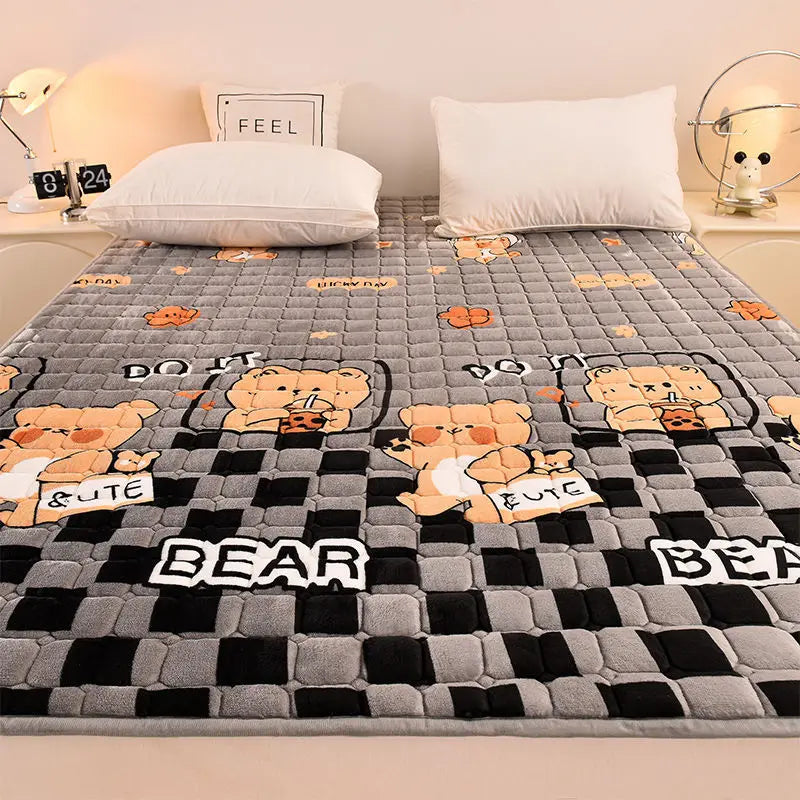 Winter Warm Velvet Mattress Toppers Thick Bed Mattress Cover Bedspread Bed Linens Thin Tatami Floor Mat Single Double Bed Sheet