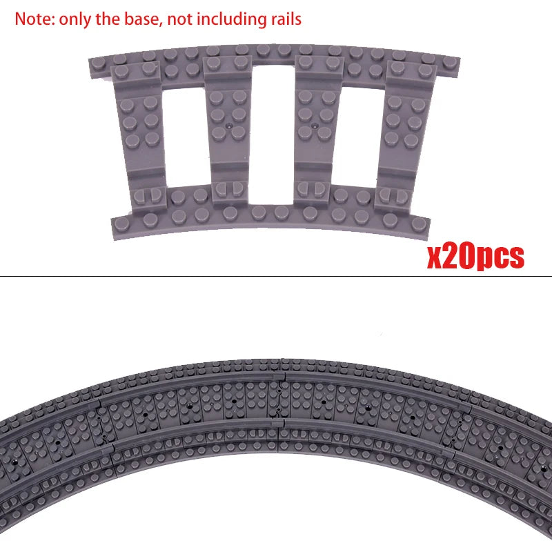 MOC City Creative Idea Train Straight and Curved Rails Base Tracks Shoulder Building Blocks Bricks Accessories DIY kid Toys gift