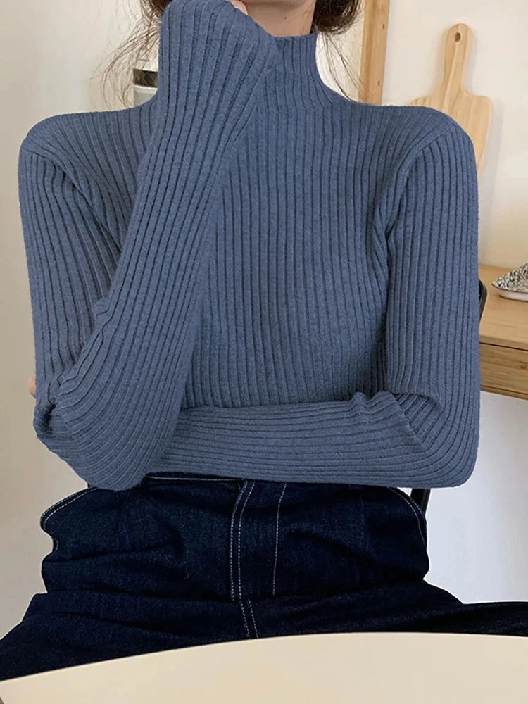 2026 chic Herbst winter Pullover Pullover Frauen Langarm casual rollkragen warme grundlegende Pullover stricken Jumper top