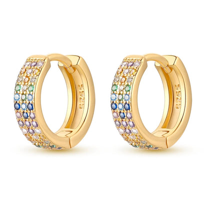 Yellow Gold Starlight Hoop Earrings For Girl Sparkling Classic Snakebone Multi-loop Earrings Star Moon 925 Silver Women Earring