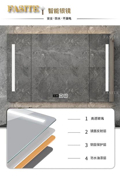 Leichter, luxuriöser Badezimmerschrank aus Steinplatten, integriertes Waschbecken, kombiniertes Waschbecken, WC-Waschbecken, nordischer einfacher Spiegelschrank