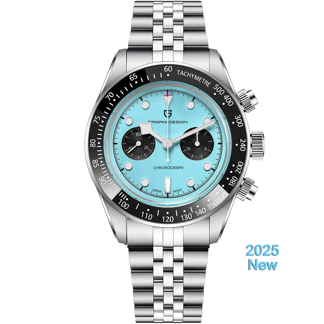 PAGANI DESIGN Men Watches New Pink BB Panda Dial Chronograph Fashion Luxury Quartz Watch For Men VK64 Movt Waterproof Watch 2025.