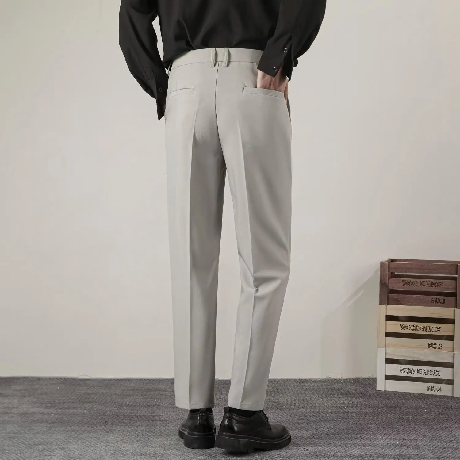 Summer Men's Solid Color Straight Casual Pants Fashion Classic Business Casual Male Brand Clothing Classic Slim Suit Trousers.