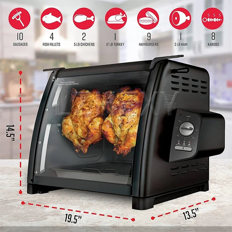 Electric oven 1000W Large capacity chicken oven 25-250℃ household oven knob temperature control.