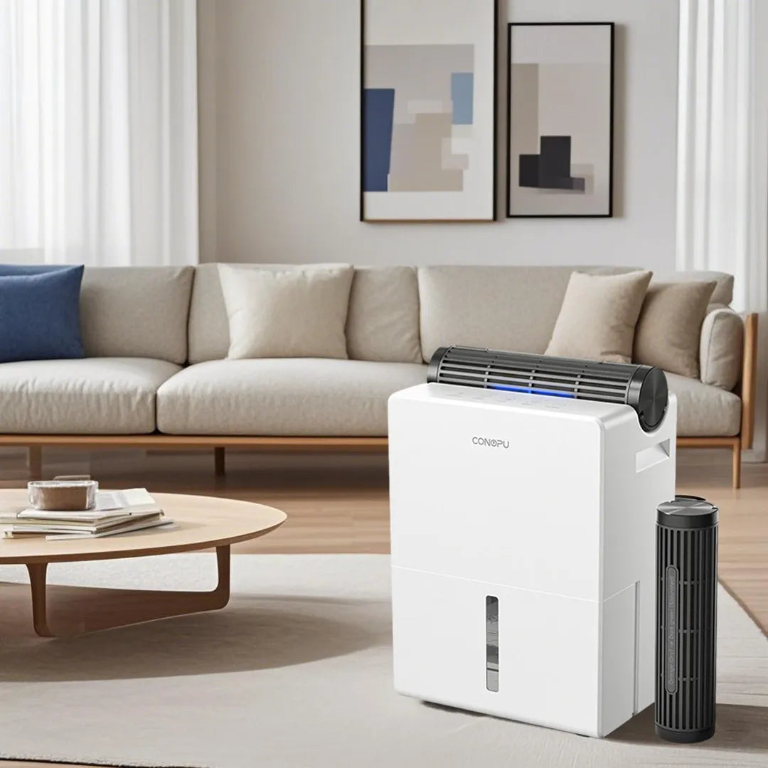 Dehumidifier for Bedroom 2000 ml, Double Hold Design, Drying Mode, Sleep Mode 30 dB, Automatic Defrost Function 24h Timer.