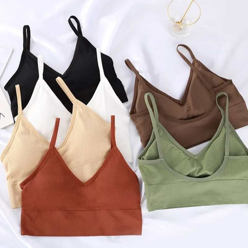 Kit 4 Women Seamless Bra Set, Sexy Beautiful Back Cotton Bra Comfortable Breathable Padded Bra Underwear.