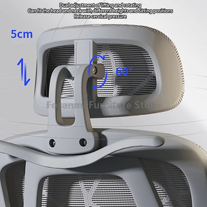 Atmungsaktiver Mesh-Computer-Bürostuhl mit Armlehne und Lordosenstütze, verstellbarer ergonomischer Schreibtischstuhl, Heim-Gaming-Kopfstützenstuhl