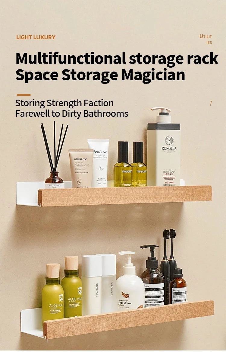 Holz Aluminium Material Badezimmer Regal Organizer Eckregal Shampoo Lagerregal Dusche Wandregal Badezimmer Organizer