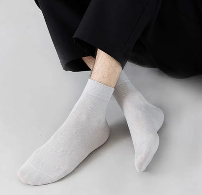 10 Pair Men's Summer Mesh Bamboo Fiber Socks Fashionable Breathable Business Socks Suitable For Sweaty Feet Casual Socks