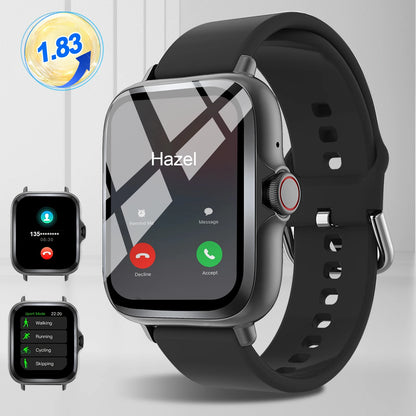 Smart watch with full touch screen, call, message reminder, music control and other functions, compatible with iPhone/android mo.