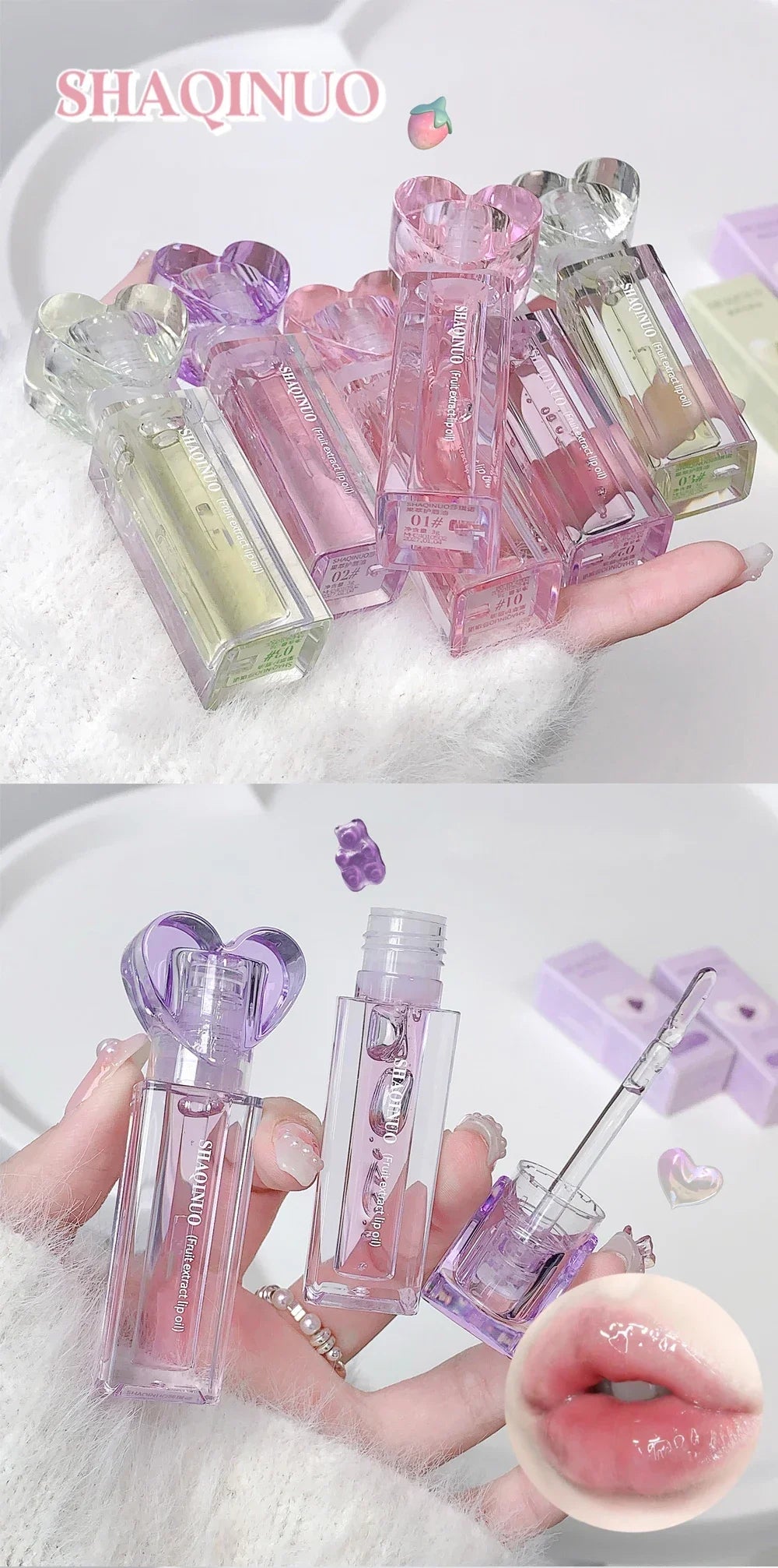 Plumping Jelly Lip Gloss Lasting Moisturizing Transparent Lip Oil Water Light Mirror Peach Lipstick Women Lips Makeup Cosmetics.