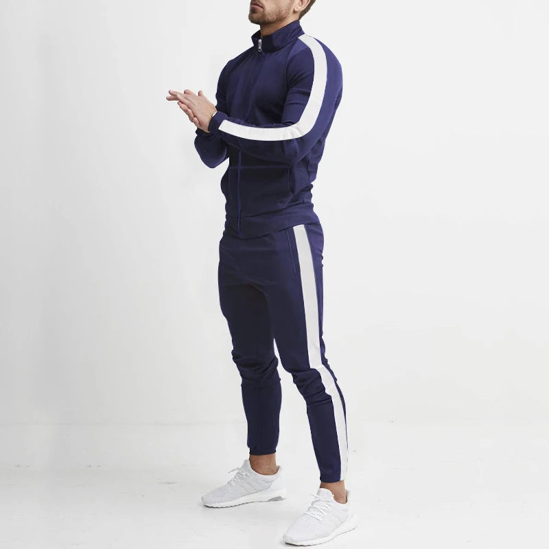 Frühling und Herbst neue Freizeit Herren Sport Set farbige Herren Stehkragen Casual Set trend ige Sport 2-teiliges Set.
