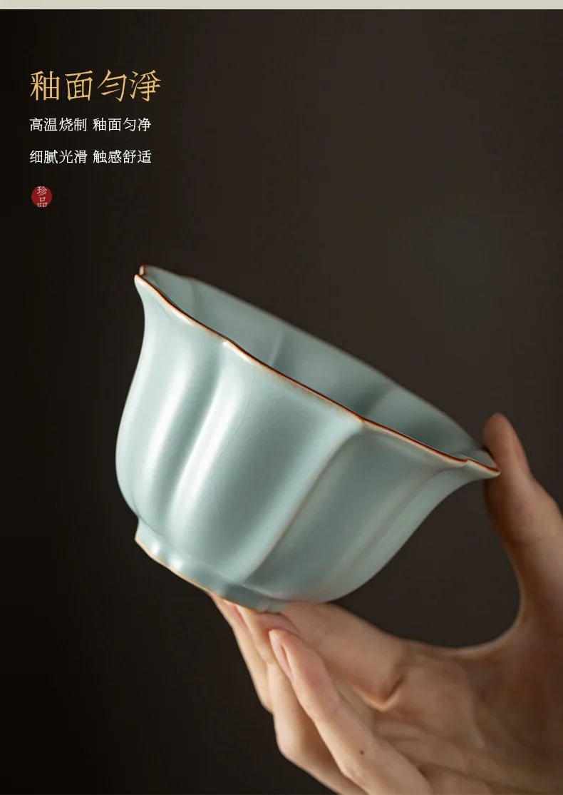 155ml Imitation Song Dynasty Azure Ru Kiln Gaiwan Porcelain Bowl Tea Bowl Tea Tureen Tea Brewing Cover Bowl Chinese Tea Set Gift.
