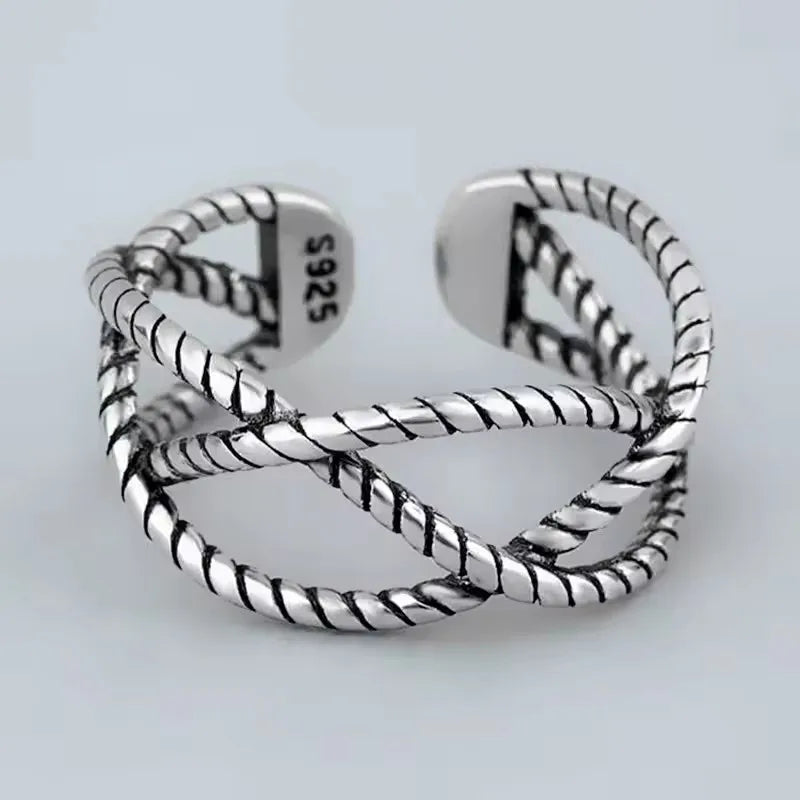 VENTFILLE 925 Sterling Silver Irregular Design Wave Golden Stackable Finger Rings Trendy Adjustable For Women Gifts Dropshipping