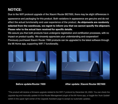 Original Xiaomi Mi Router BE7000 Tri-Band WiFi Repeater VPN 1GB Mesh USB 3.0 IPTV 4 X 2.5G Ethernet Ports Modem Signal Amplifier.