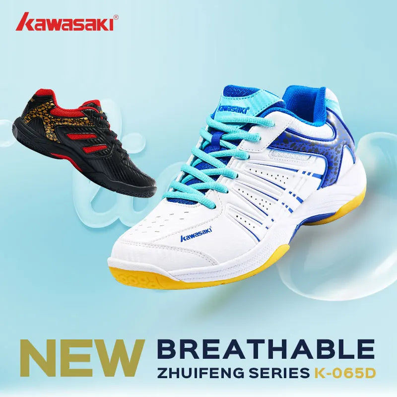 Kawasaki New Badminton Shoes Sneakers Mens Tennis Breathable Anti-Slippery Sport Shoes for Men Women K-065D.