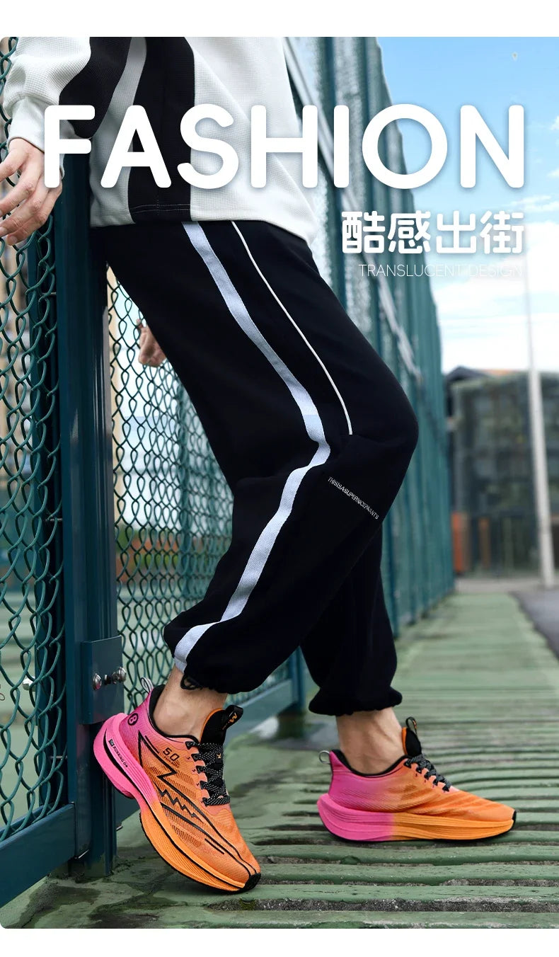 Men Sport Shoes Professional Cushioned Carbon Plate Running Shoes Breathable Lace-up Casual Sneakers Marathon Athletic Footwear