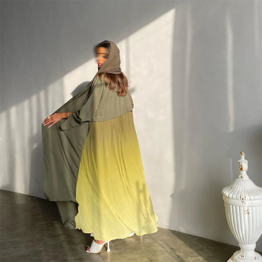 Ramadan Open Chiffon Kimono Abaya Damen Dubai Kaftan Muslim Coat Prayer Clothes Women Djellaba Kebaya Robe Femme Musulmane.