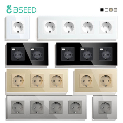 Bseed eu Standard Wand steckdosen Typ-C-Steckdosen Wand steckdose USB-Ladeans chluss Glasscheibe Kinderschutz 16a.