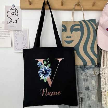 Custom Name Handbag Travel Storage Shoulder Bag Simple Tote Bags Birthday Customize Wedding Bridesmaid Gift Canvas Tote Bag