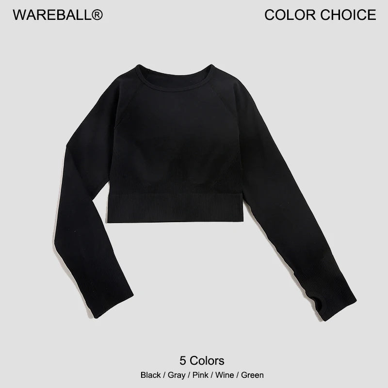 Women's Shirt Seamless Crop Top Fitness Shirts Long Sleeve Sports Top Woman Yoga Tops Activewear With Thumb Hole Sportswear.