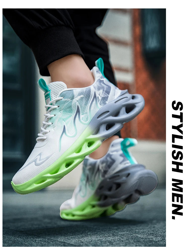 Men Running Shoes Mesh Breathable Flat Cushioning Soft Comfortable Sneakers Outdoor Gym Trendy Casual Jogging Shoes for Men.