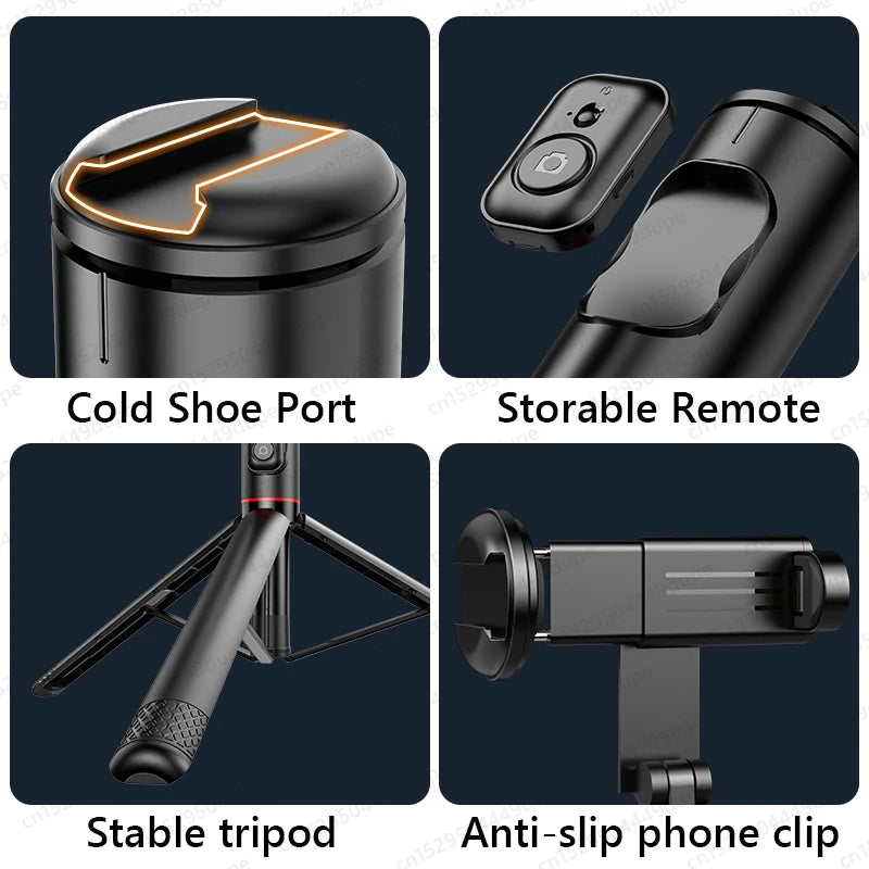 Selfie Stick with Wireless Bluetooth Remote, Portable 72 Inch Aluminum Alloy Selfie Stick Phone Tripod for iOS Android Cellphone.