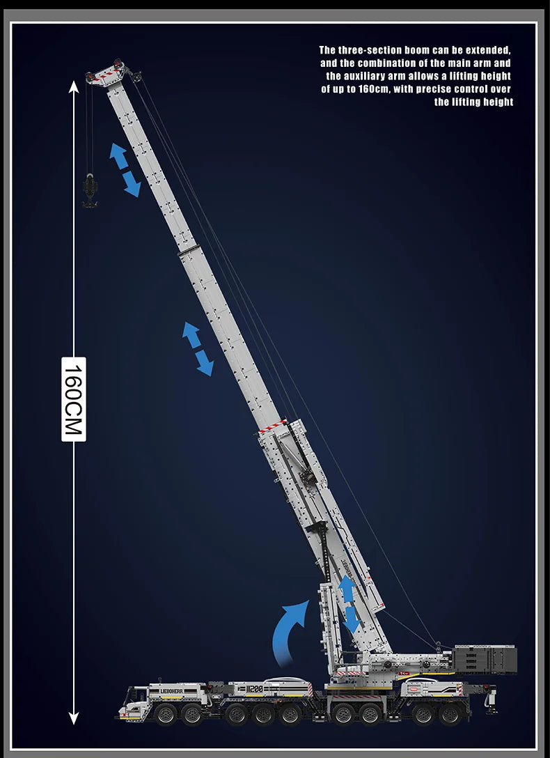 Mould King 17007 17008 Technical Truck Building Block Remote Control Liebherred LTM 11200 Crane Model Kids Christmas Car Toys.
