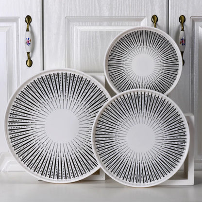 Melamine Tableware Set Round Dinner Plate Western Steak Plates Serving Fruit Salad Bowl Dessert Snack Tray.