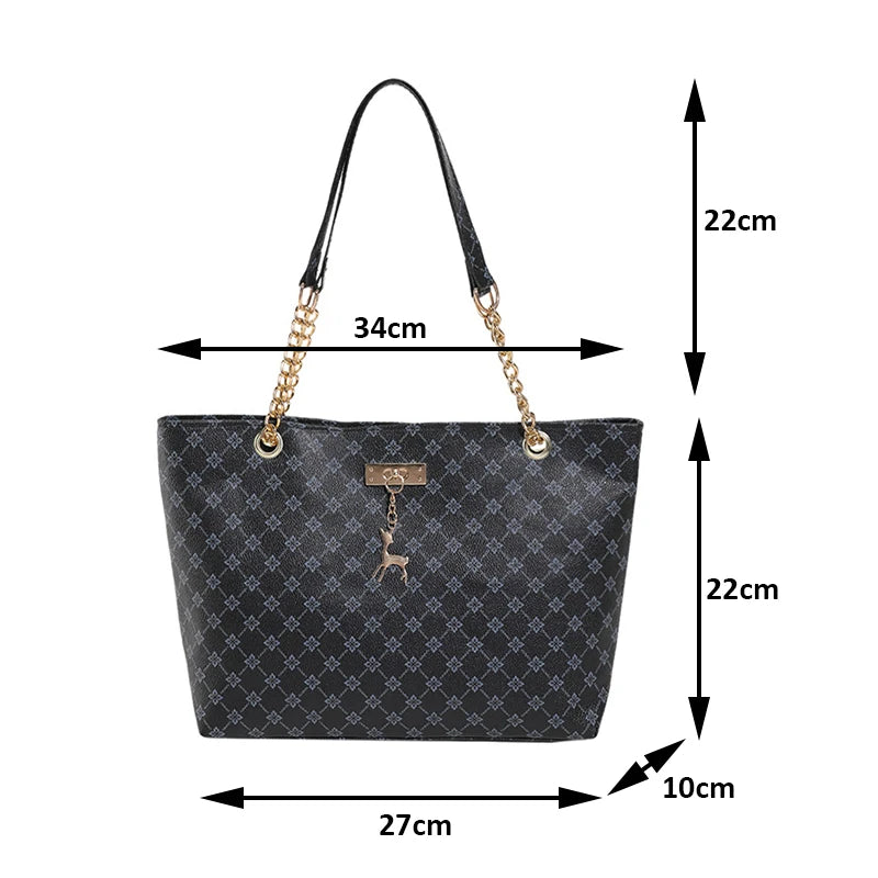 New Presbyopia Handbag Texture Soft Leather Large Capacity Tote Women Bag With Hanging Accessories Shoulder Bag.