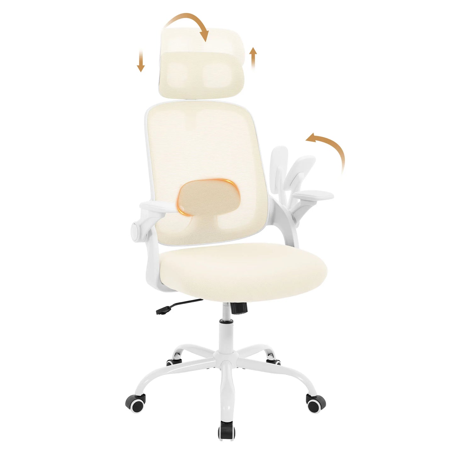 WOLTU Ergonomischer Netz-Bürostuhl, anhebbarer Gaming-Stuhl mit Kopfstütze, verstellbare Lordosenstütze, drehbarer Computerstuhl mit hoher Rückenlehne