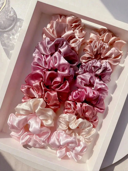 16 piece set of random color and size women's solid color large intestine headband high elasticity headband, soft satin headband.