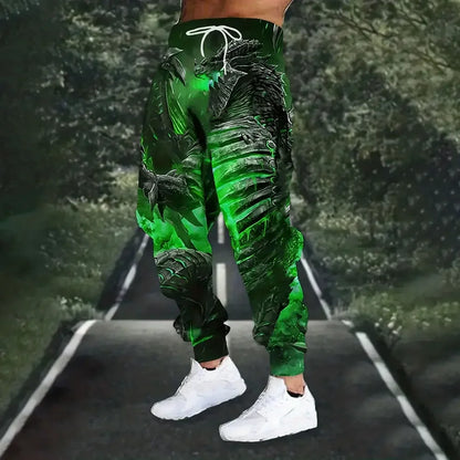 New Fashion Lion Pattern Printed Sweatpants Men's Loose Leisure Sports Pants Autumn And Winter Warm Pants Street Clothes For Men.