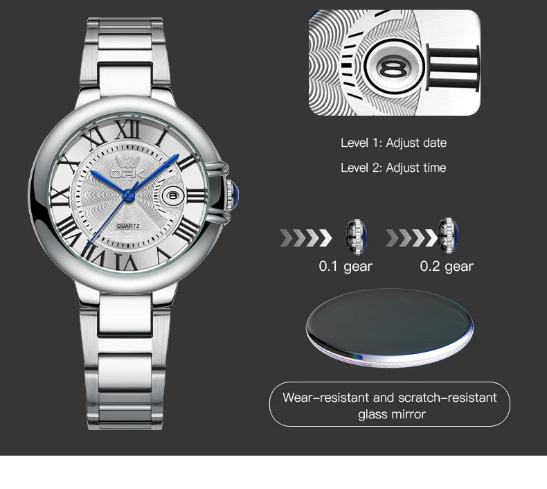 OPK 6039 Women Watch Roman Scale Stainless steel Waterproof Quartz Watch for Women.
